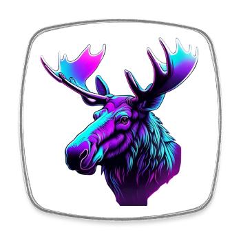 Neon Moose: Mystical Colour Rush - Square fridge magnet - white - Front