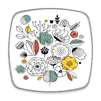 Flower Power - Viereckiger Kühlschrankmagnet - Weiß - Vorne