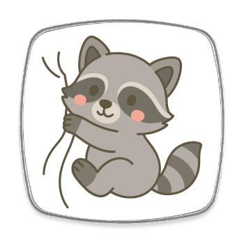 Snuggled up raccoon - Square fridge magnet - white - Front