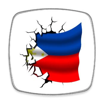 Philippine - Flag Broken - Square fridge magnet - white - Front