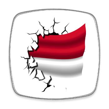 Drapeau de l’Indonésie - Indonésie - Drapeau cassé - Magnet carré - blanc - Devant