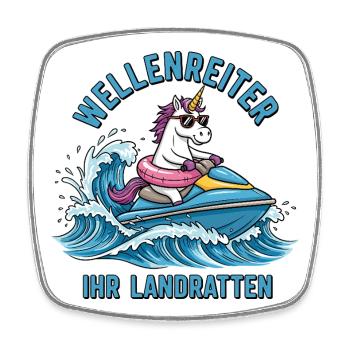 Cooles Jetski Einhorn - Viereckiger Kühlschrankmagnet - Weiß - Vorne