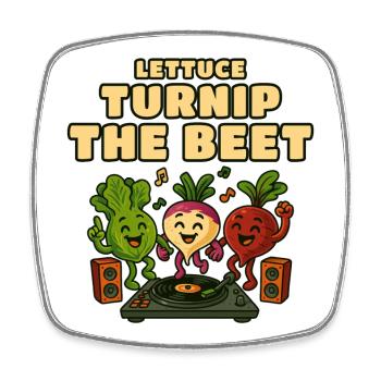 Lettuce Turnip Beet DJ Groove - Square fridge magnet - white - Front