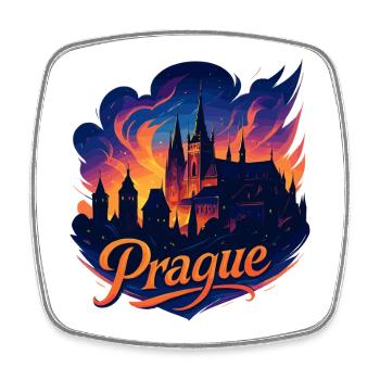 Prague Capital Czech Republic Silhouette Gift - Square fridge magnet - white - Front