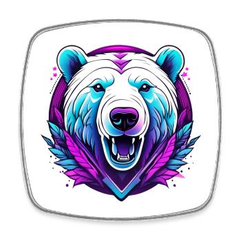 White Bear with Neon Accents - Square fridge magnet - white - Front