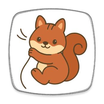Kuschel-Eichhörnchen - Viereckiger Kühlschrankmagnet - Weiß - Vorne