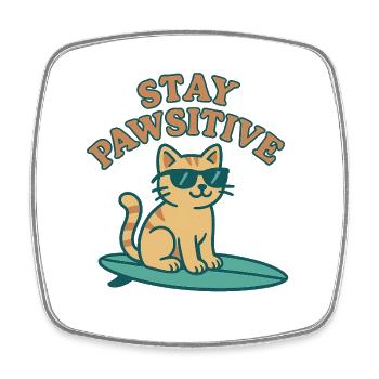 Stay Pawsitive – Cool Cat Vibes - Square fridge magnet - white - Front