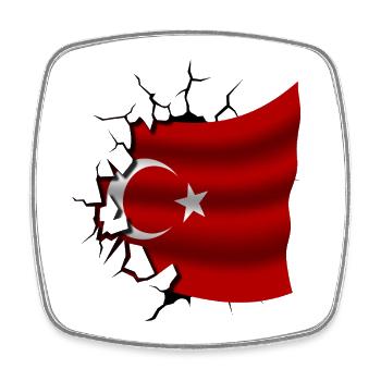 Drapeau de la Turquie - Turquie - Drapeau Broken Design - Magnet carré - blanc - Devant