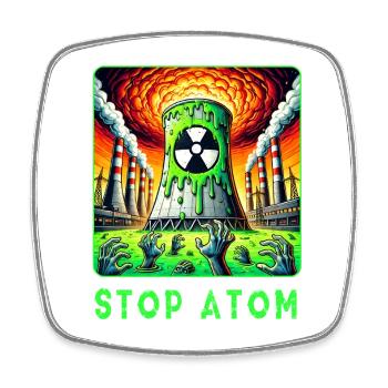 Stop Atom – Radioaktiver - Viereckiger Kühlschrankmagnet - Weiß - Vorne