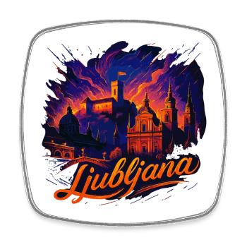 Ljubljana Hauptstadt Slowenien Silhouette Geschenk - Viereckiger Kühlschrankmagnet - Weiß - Vorne