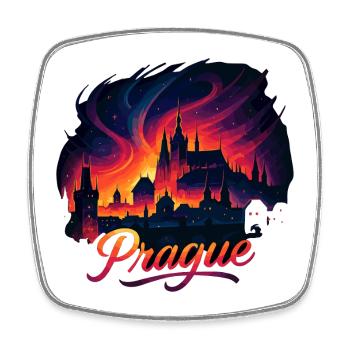 Prague Capital Czech Republic Silhouette Gift - Square fridge magnet - white - Front