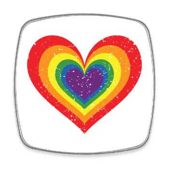 Rainbow Heart Pride Flag Colors LGBTQ+ Grunge - Square fridge magnet - white - Front