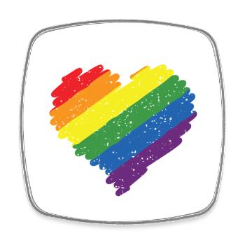 Rainbow Heart Pride Flag Colors LGBTQ+ Grunge - Square fridge magnet - white - Front