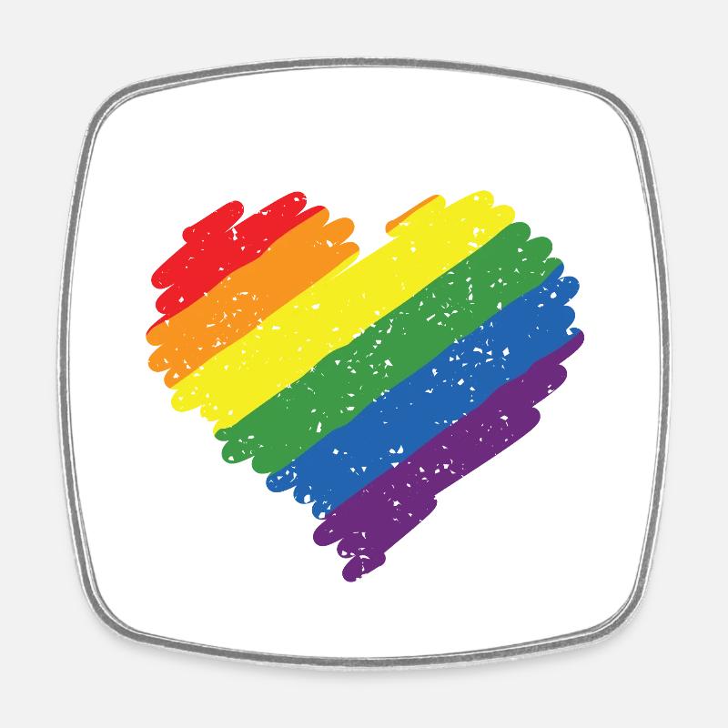 Rainbow Heart Pride Flag Colors LGBTQ+ Grunge - Square fridge magnet - white