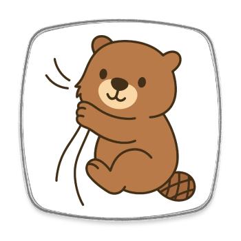 Blotti – bébé castor - Magnet carré - blanc - Devant