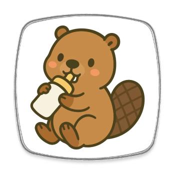 Milchzeit mit dem Biberbaby - Viereckiger Kühlschrankmagnet - Weiß - Vorne