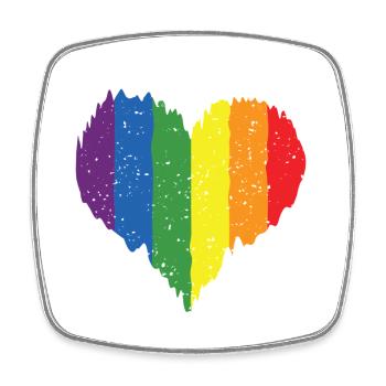 Rainbow Heart Pride Flag Colors LGBTQ+ Grunge - Square fridge magnet - white - Front