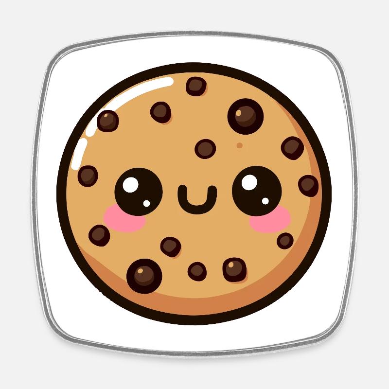 Kawaii Cookie Illustration for Casual Wear - Square fridge magnet - white