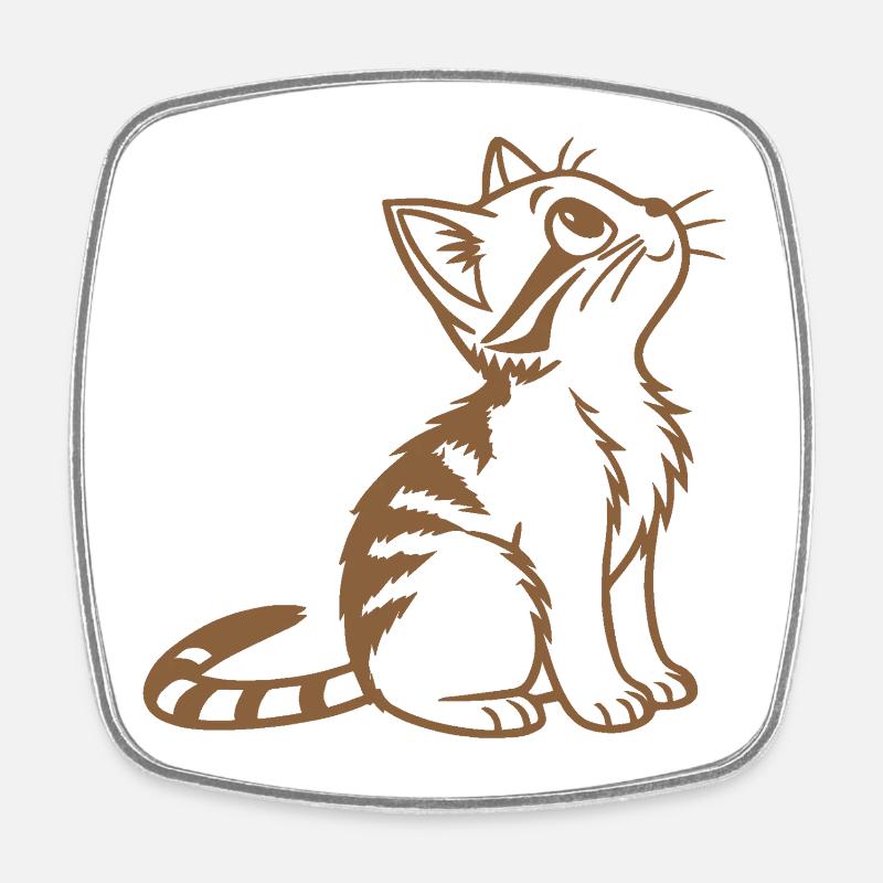 Chaton doux - Magnet carré - blanc