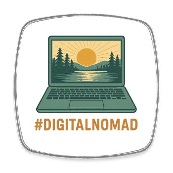 Digitaler Laptop Reisender & Natur bei Sonnenaufgang - Viereckiger Kühlschrankmagnet - Weiß - Vorne