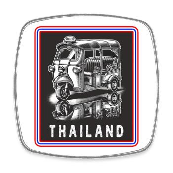 Tuk Tuk Thailand Retro Design - Square fridge magnet - white - Front