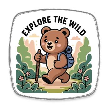Explore the Wild Bear Illustration - Square fridge magnet - white - Front