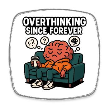 Overthink - Viereckiger Kühlschrankmagnet - Weiß - Vorne