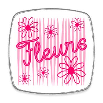 Fleurs - Magnet carré - blanc - Devant