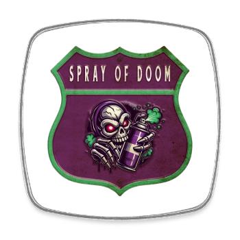 Spray of Doom - Square fridge magnet - white - Front