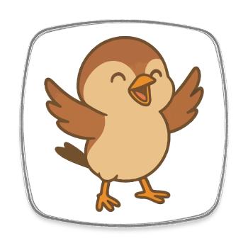 Little lucky sparrow - Square fridge magnet - white - Front