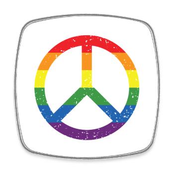 Regenbogen Friedenssymbol Pride Flagge LGBTQ+ Grunge - Viereckiger Kühlschrankmagnet - Weiß - Vorne