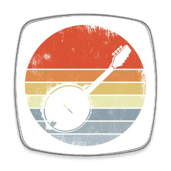 Vintage Banjo Sketch - Square fridge magnet - white - Front