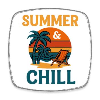 Summer & Chill - Viereckiger Kühlschrankmagnet - Weiß - Vorne