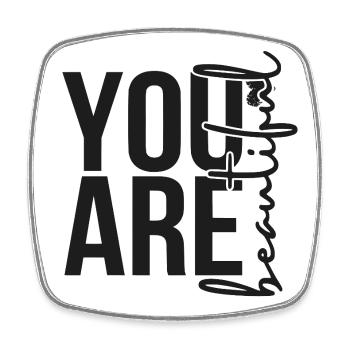 You are Beautiful - Black - Viereckiger Kühlschrankmagnet - Weiß - Vorne