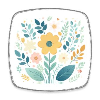 Sanfte pastellfarbene Blumenblüte - Boho Botanical - Viereckiger Kühlschrankmagnet - Weiß - Vorne