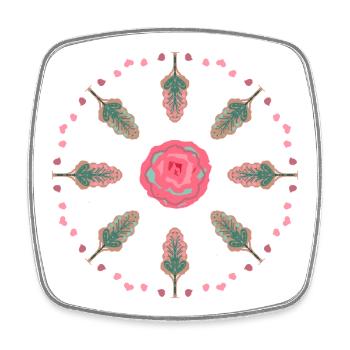 Rosen Mandala - Viereckiger Kühlschrankmagnet - Weiß - Vorne