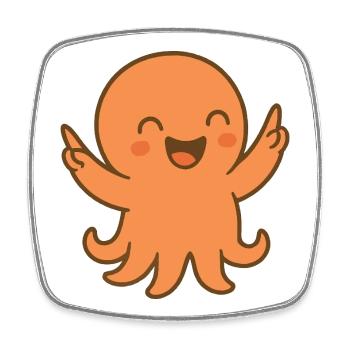 Lachkrake Orange - Viereckiger Kühlschrankmagnet - Weiß - Vorne