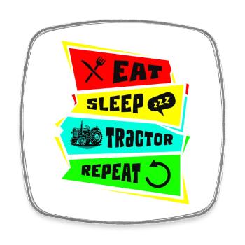 Manger dormir tracteur répéter - Magnet carré - blanc - Devant