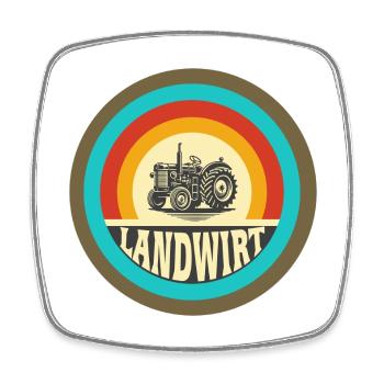 Tracteur Look Vintage - Magnet carré - blanc - Devant