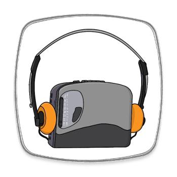 Cool Portable Cassette Audio Player - Square fridge magnet - white - Front