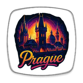 Prague Capital Czech Republic Silhouette Gift - Square fridge magnet - white - Front