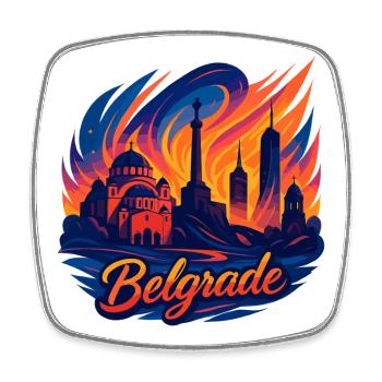 Belgrade Capitale Serbie Silhouette Cadeau - Magnet carré - blanc - Devant