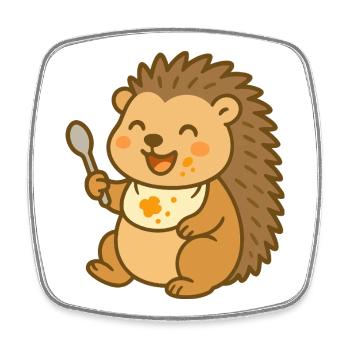 Baby hedgehog feeding porridge - Square fridge magnet - white - Front