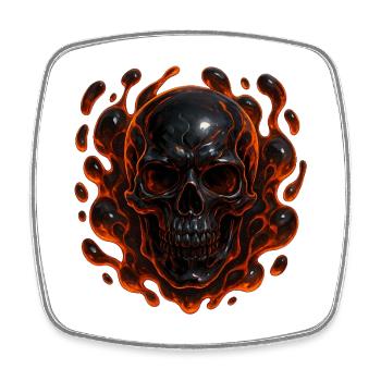 Flammender Totenkopf - Viereckiger Kühlschrankmagnet - Weiß - Vorne