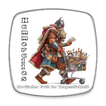 Norse Deity of Memory Weakness - Square fridge magnet - white - Front