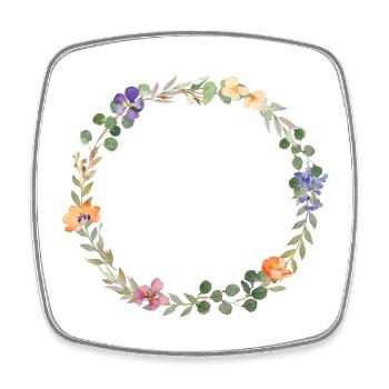 Floral wreath, customisable - Square fridge magnet - white - Front