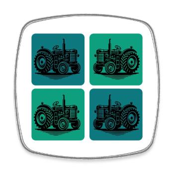 Conception du tracteur - Magnet carré - blanc - Devant
