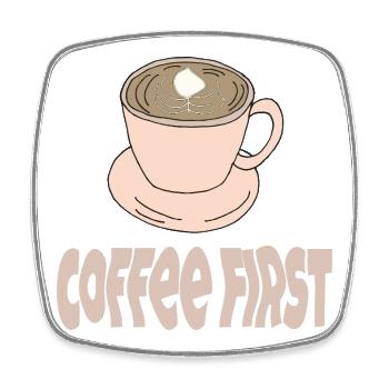 coffee first - Viereckiger Kühlschrankmagnet - Weiß - Vorne