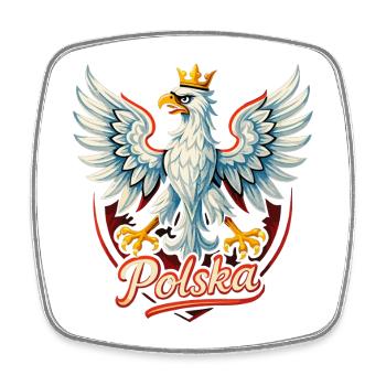 Polen Polska Adler Flagge Fahne episch Geschenk - Viereckiger Kühlschrankmagnet - Weiß - Vorne