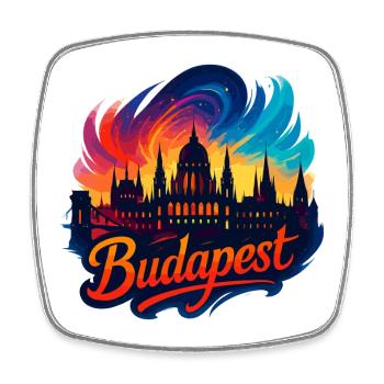Budapest Capital Hungary Silhouette Gift - Square fridge magnet - white - Front